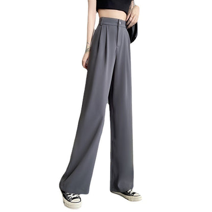 Pantalones casuales de pierna recta de color sólido para mujer