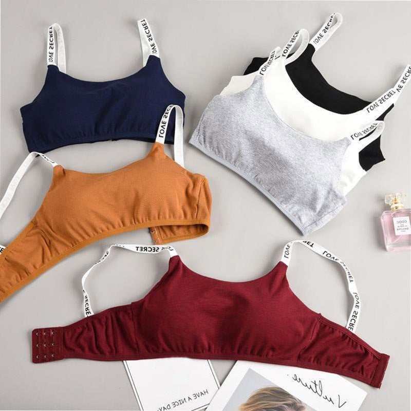 Women Basic Casual Letter Printing Color Blocking Breathable Bra