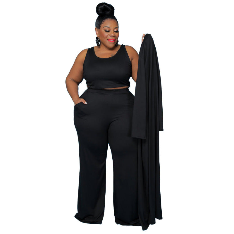 Conjunto deportivo informal de tres piezas para mujer: camiseta y pantalón