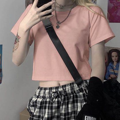 Camisetas casuales de manga corta de color liso para mujer
