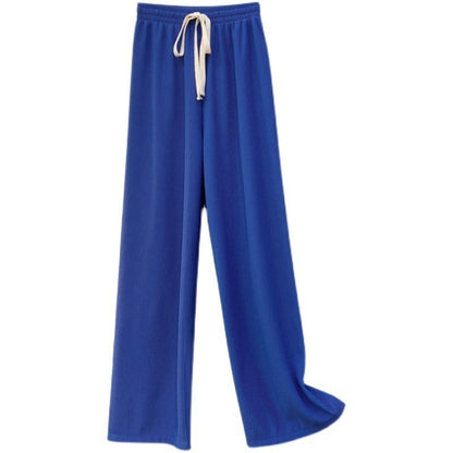 Pantalones casuales de pierna ancha y holgados de color sólido para mujer