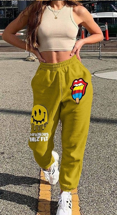 Athleisure Casual Street Fashion Street Women Letter Thickened Sweatpants