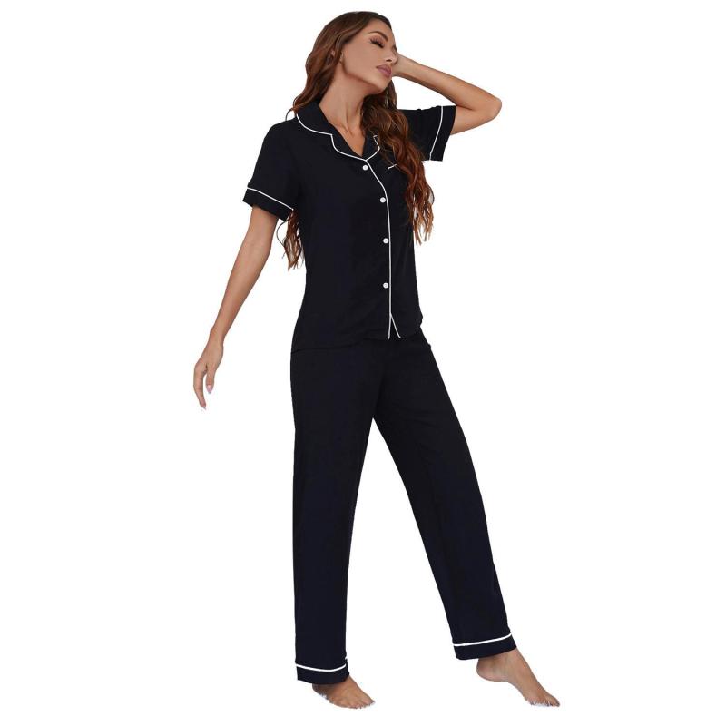 Conjunto de pijama informal de manga corta con pantalón y parte superior para mujer
