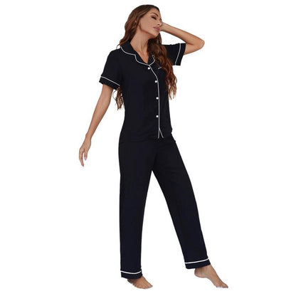 Conjunto de pijama informal de manga corta con pantalón y parte superior para mujer