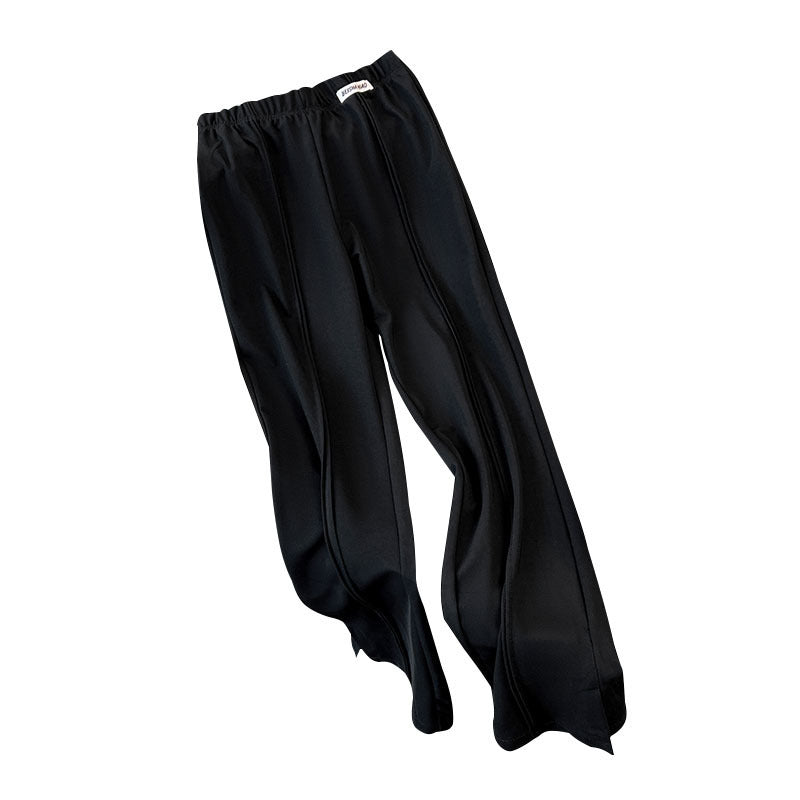 Women Fashion Casual Plus Size Solid Color Straight Pants