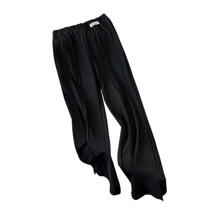 Women Fashion Casual Plus Size Solid Color Straight Pants