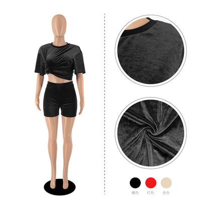 Conjunto de dos piezas formado por camiseta y pantalón corto, informal, de verano, color liso, para mujer