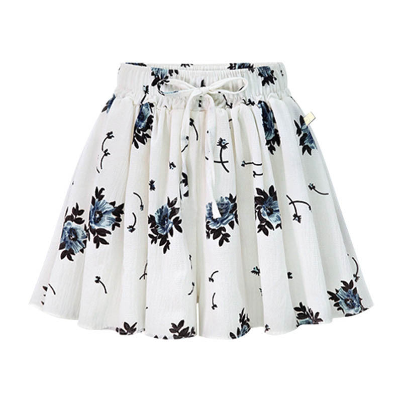 Pantalones cortos holgados de cintura alta de gasa para mujer, informales, con estampado, talla grande