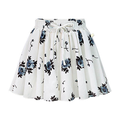 Pantalones cortos holgados de cintura alta de gasa para mujer, informales, con estampado, talla grande