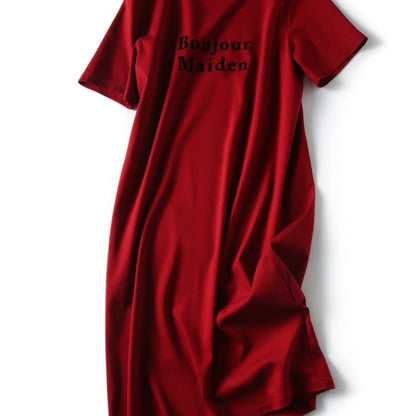 Women Fashion Casual Letter Printing Short Sleeve Dress