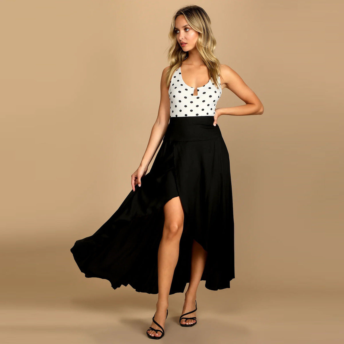 Summer Women Casual Solid Color Loose Irregular Skirt