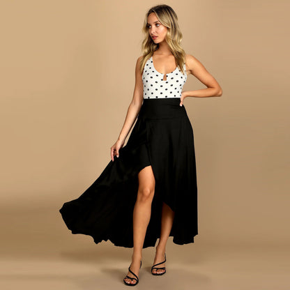 Summer Women Casual Solid Color Loose Irregular Skirt