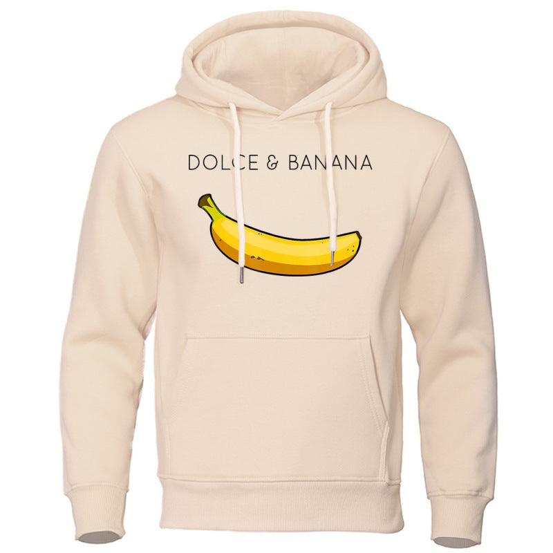 Sudadera con capucha de forro polar con estampado de plátano para hombre y mujer