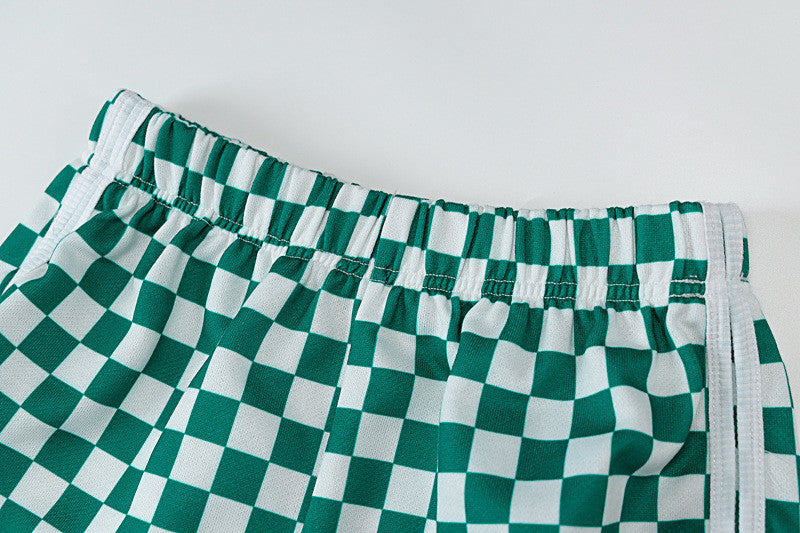 Women Fashion Green Plaid Pattern Y2K Summer Casual Shorts