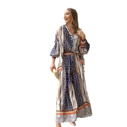 Women Office Casual Grapgic Print Lapel Long Sleeve Shirt Blouse Straight Trousers Set