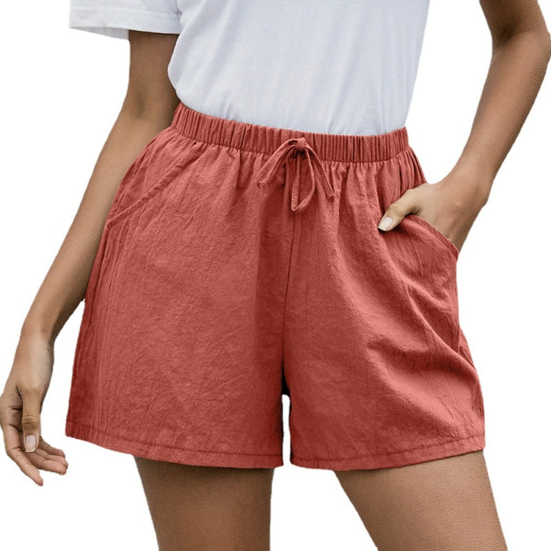 Women Fashion Casual Solid Color Loose Wide Leg Shorts