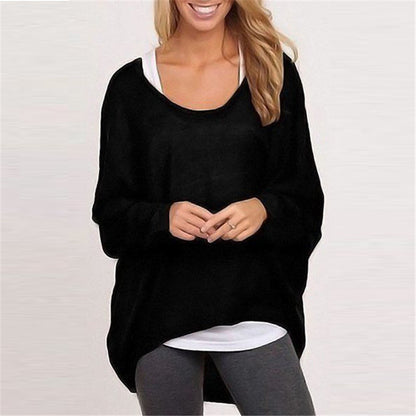 Basic Loose Women Solid Color Casual Long Sleeve Top