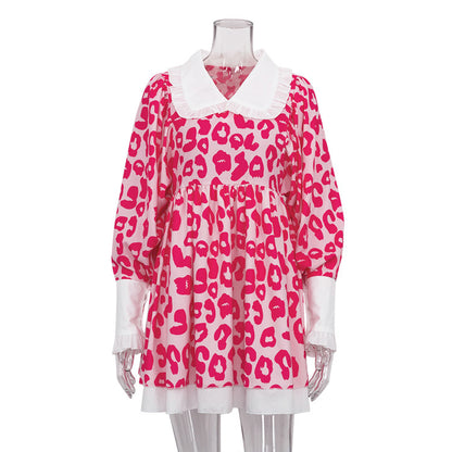 Vestido casual de manga larga con volantes para mujer