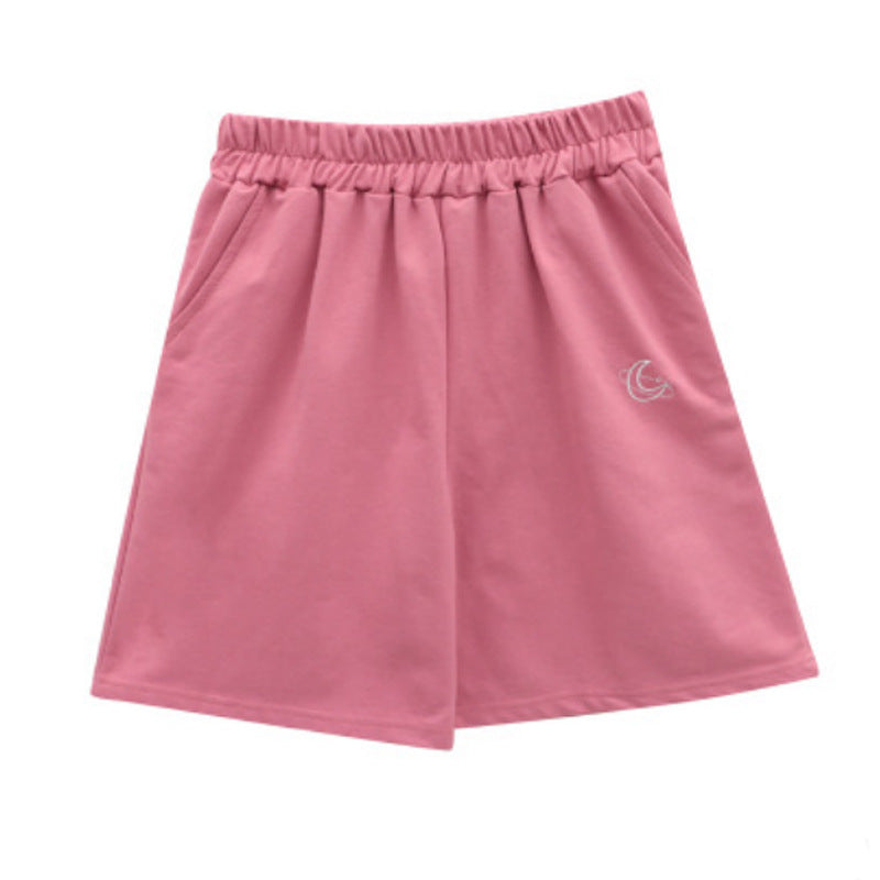Women Fashion Casual Embroidered Elastic-Waist Shorts
