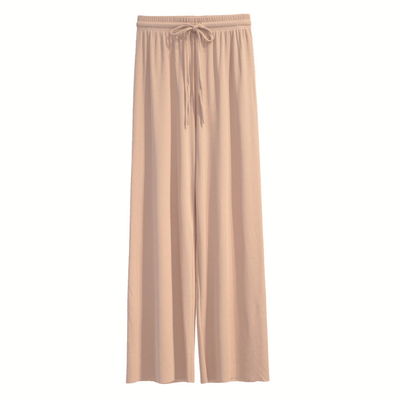 Pantalones casuales de pierna ancha y holgados de color sólido para mujer