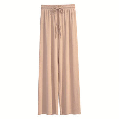Pantalones casuales de pierna ancha y holgados de color sólido para mujer