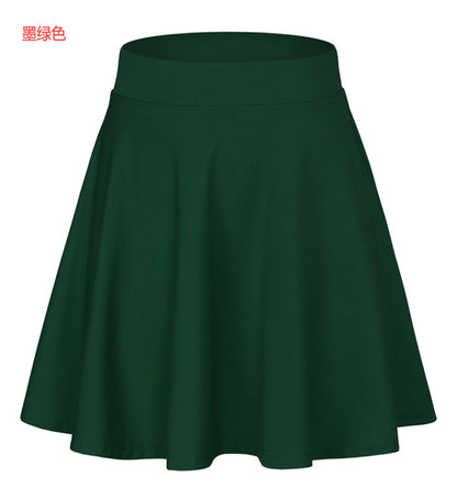 Women Fashion Casual Solid Color A- Line Skirt