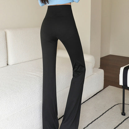 Women Fashion Casual Solid Color Hip Lifting Flared Pants