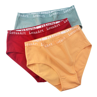 Women Casual Basic High Waist Cotton Letter Printed Panty