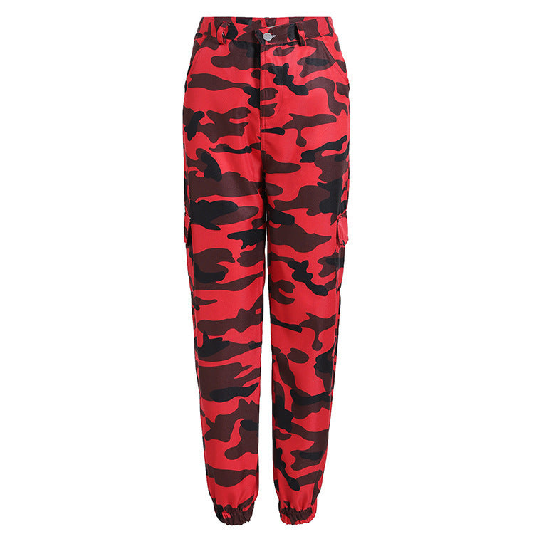 Women Autumn Camouflage Cargo Pants Denim Harem Pants Casual Pants
