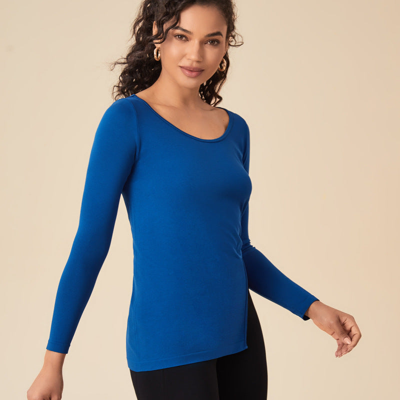Top de manga larga ajustado informal para yoga y fitness para mujer
