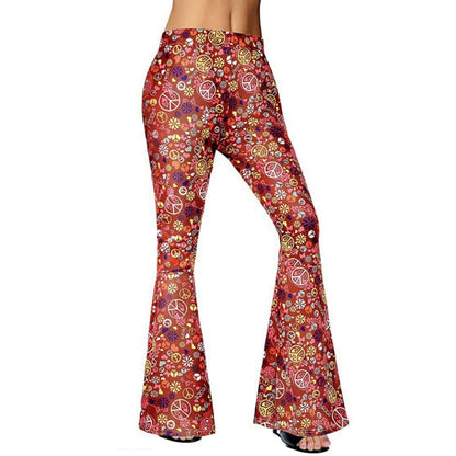 Women Fashion Casual Leopard Floral Printed Wide Leg Pants With Headband