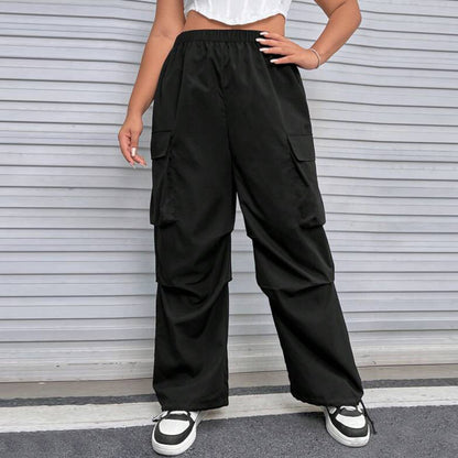 Pantalones cargo casuales de color sólido de talla grande para mujer