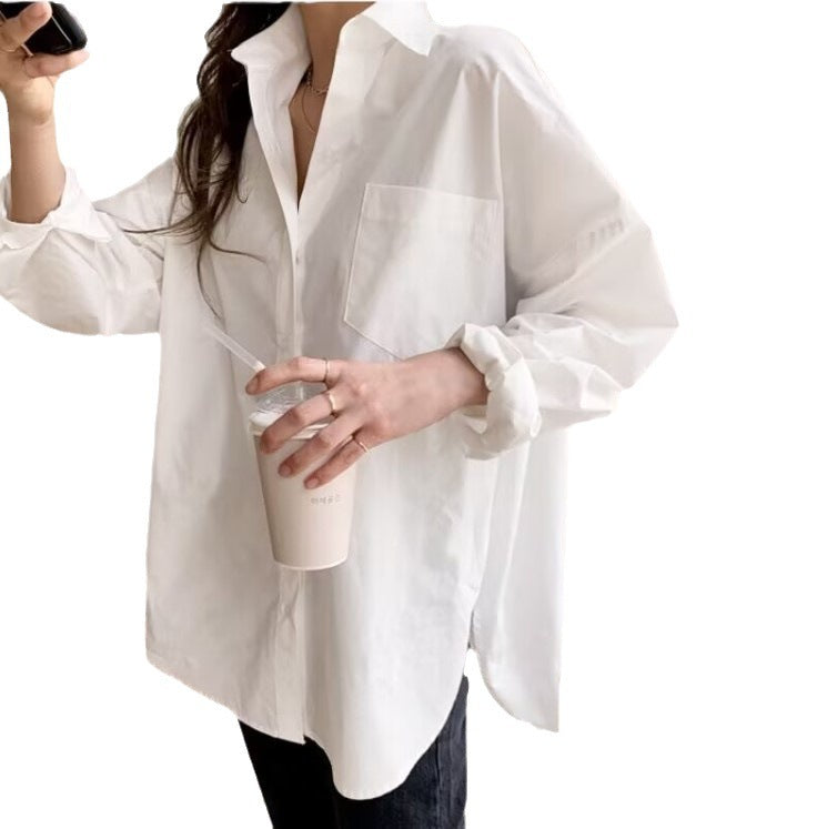 Blusas holgadas de manga larga informales y sencillas para oficina para mujer