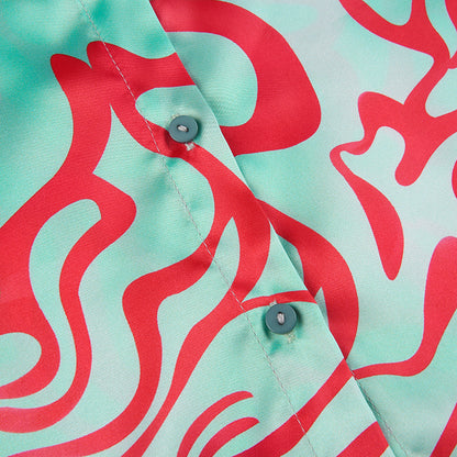 Conjunto informal de 2 piezas con top de manga corta estampado y pantalones cortos con cintura elástica