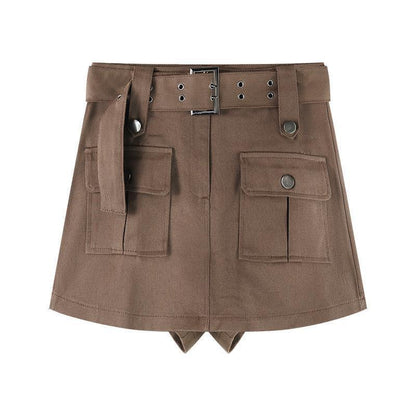 Women'S Fashion Casual Solid Color High Waist Denim Culottes