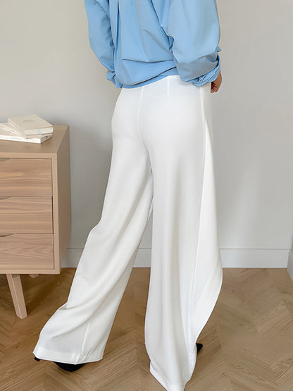 Pantalones casuales de cintura alta asimétricos de color sólido para mujer