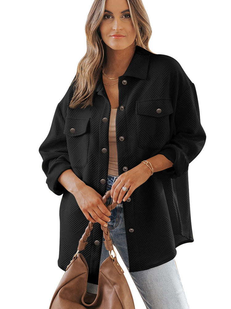 Chaqueta informal de solapa sencilla para mujer, otoño e invierno