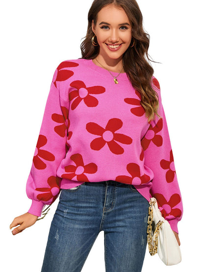 Women Casual Autumn And Winter Round Neck Knitted Sweater