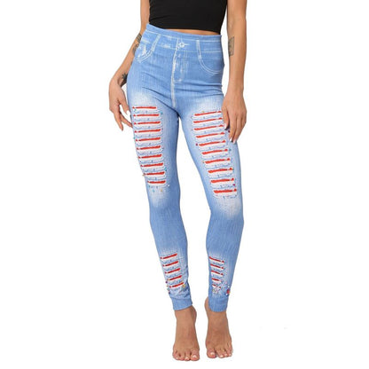 Women High Waist Printed Casual Slim Fashion Leggings Pants