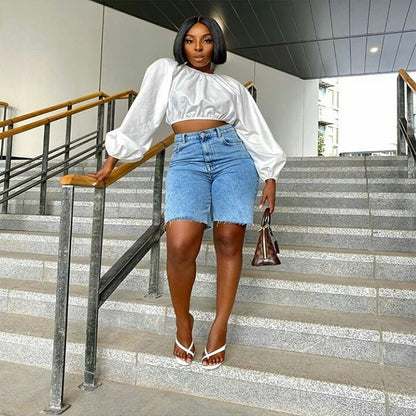 Women'S Fashion Casual Ripped Denim Raw Hem Shorts