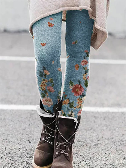 Women Printed High Waist Casual Comfort Leggings Pants