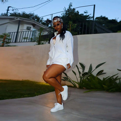 Conjunto de dos piezas formado por blusa y pantalón de manga larga, informal, de color liso para mujer