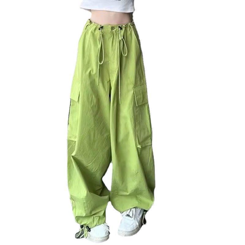 Pantalones cargo casuales de calle para mujer, de color sólido y con bolsillos