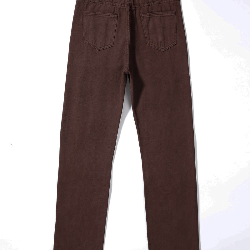 Vaqueros de cintura alta para mujer, de color liso, rotos, informales, a la moda