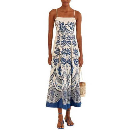 Bohemian Women Casual Print Strap Maxi Dress