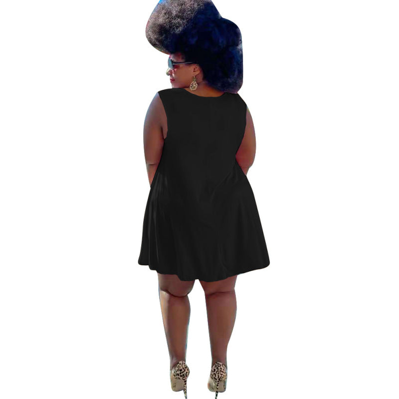 Vestido casual sin mangas de color liso de talla grande para mujer
