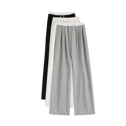 Pantalones casuales de cintura alta y holgados con cordón para mujer