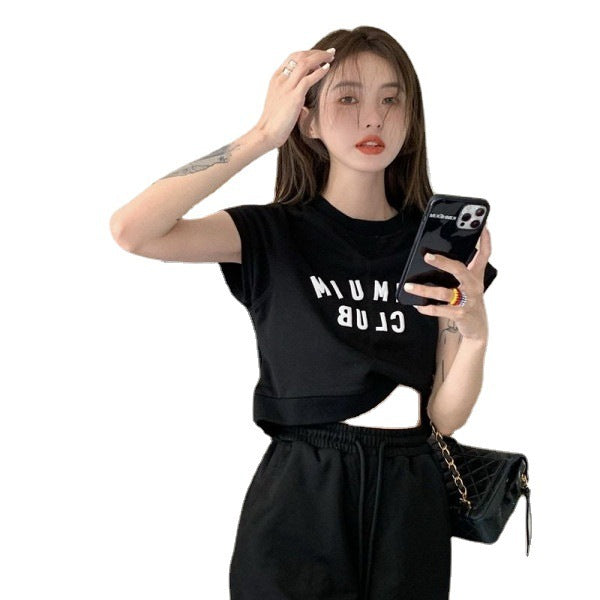 Casual Fashion Women Summer Short-Sleeved T-Shirt Sportswear Shorts Two-Piece Set