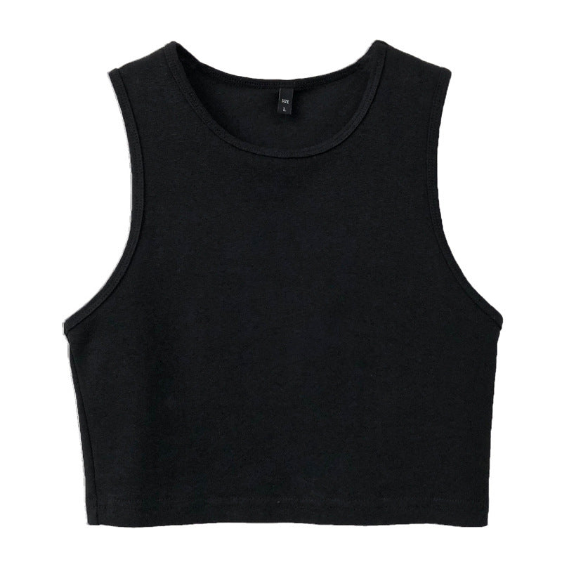 Top corto informal básico de color liso para mujer
