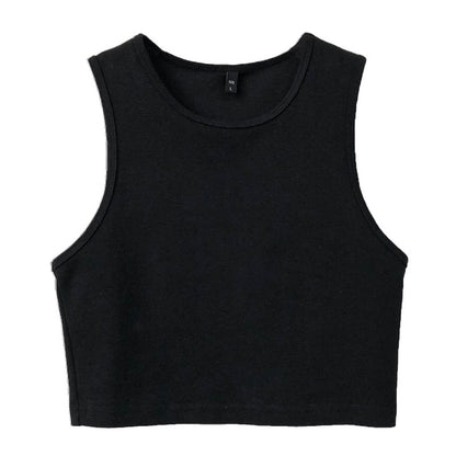 Top corto informal básico de color liso para mujer